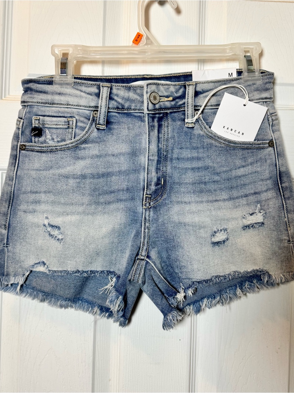 KanCan Light Blue Distressed Frayed Hem Denim Shorts